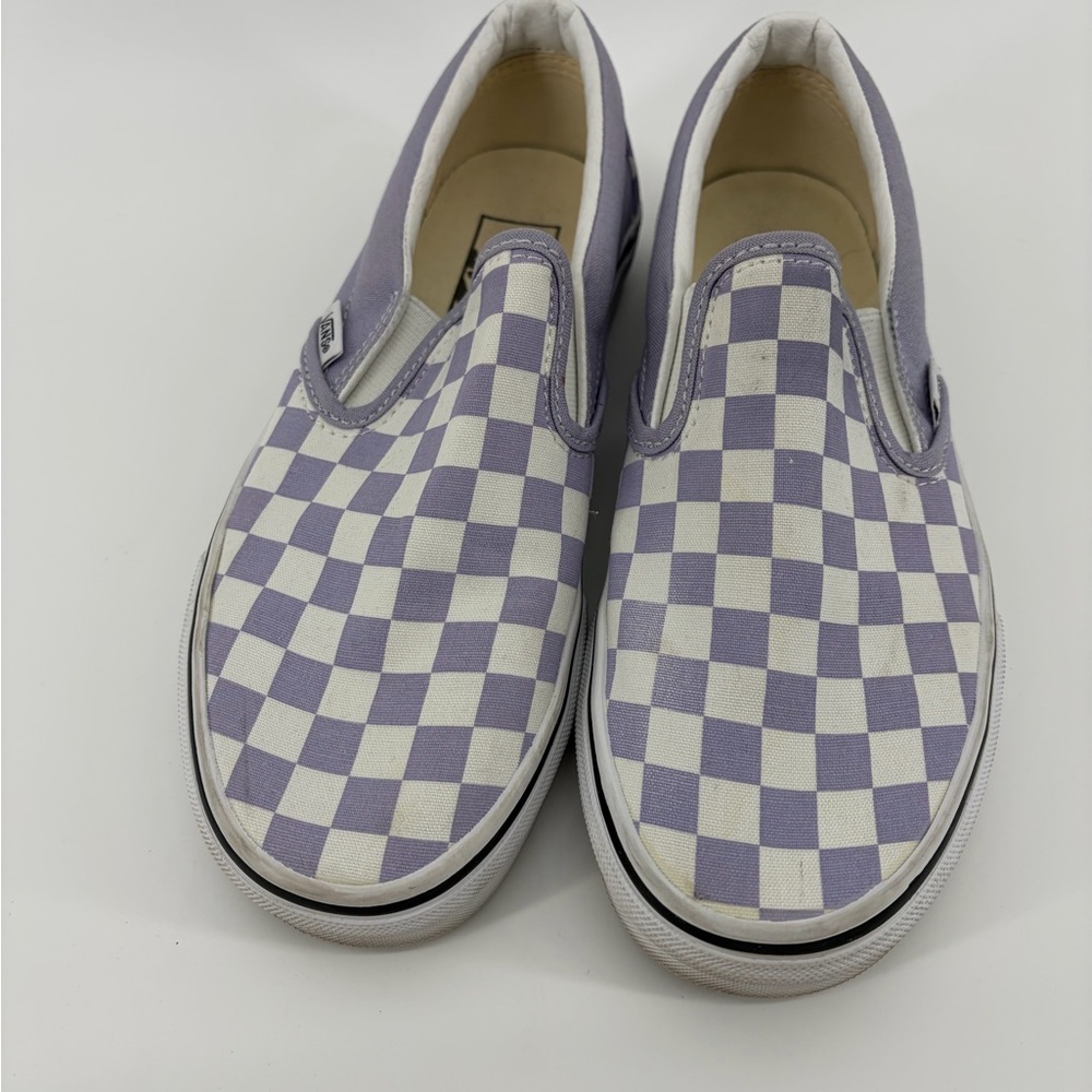 Lilac Mist Lavender Vans Checkerboard Slip On Shoes Men's Size 5.5 Women Size 7